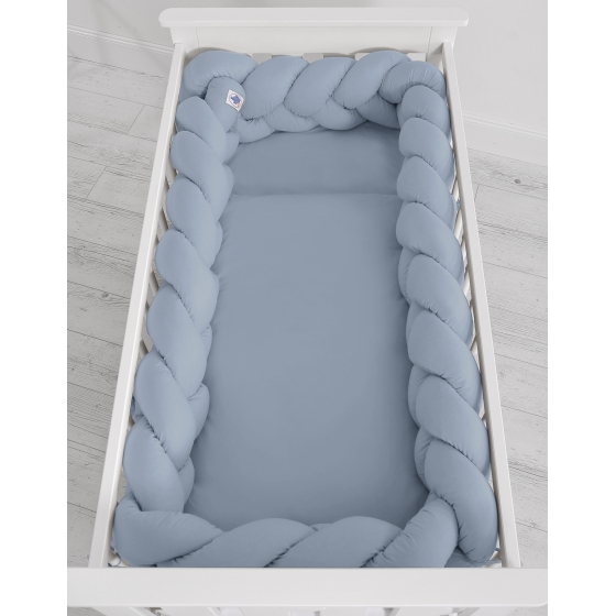 Spjälsängsskydd Flätad XXL- 360 cm Pastellblått
