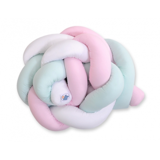 Spjälsängsskydd Knot Fläta Vit Rosa Mynta