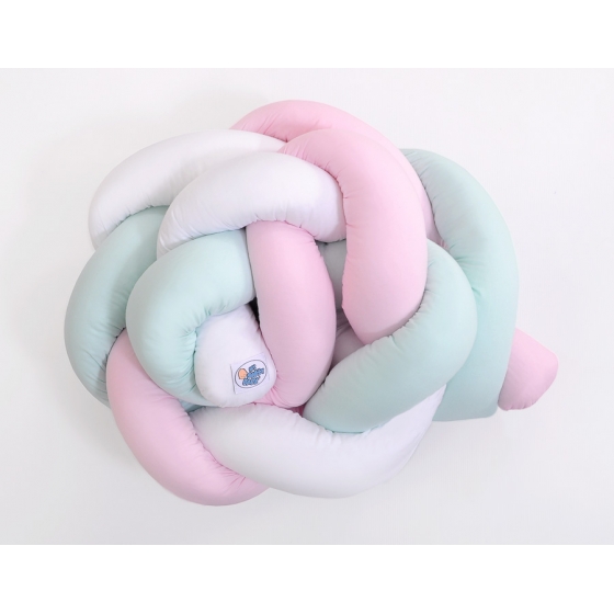 Spjälsängsskydd Knot Fläta Vit Rosa Mynta