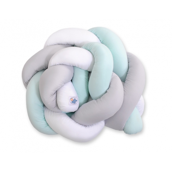Spjälsängsskydd Knot Fläta White Gray mynta
