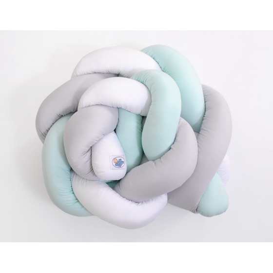 Spjälsängsskydd Knot Fläta White Gray mynta