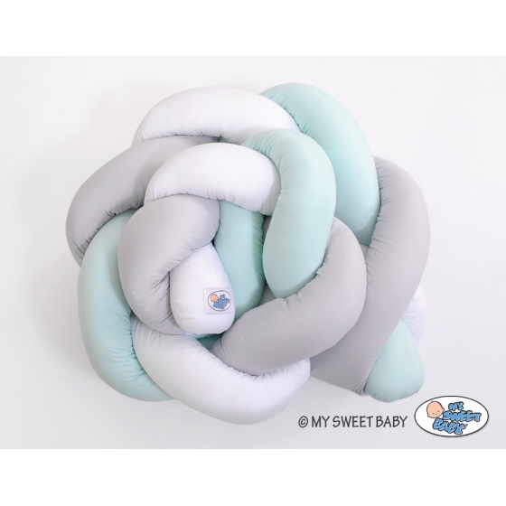 Spjälsängsskydd Knot Fläta White Gray mynta