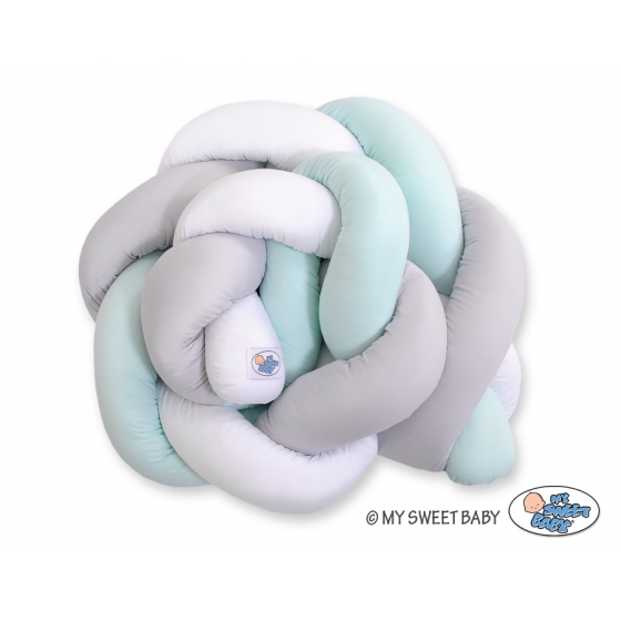 Spjälsängsskydd Knot Fläta White Gray mynta