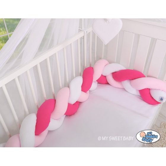 Spjälsängsskydd Knot White Fuchsia Pink