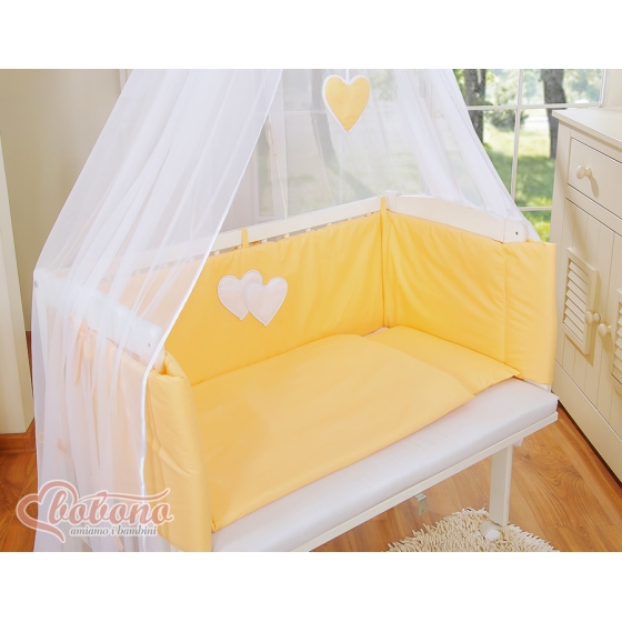 startpaket: Bedside cot + madrass+ sängkläder- hjärtan peach
