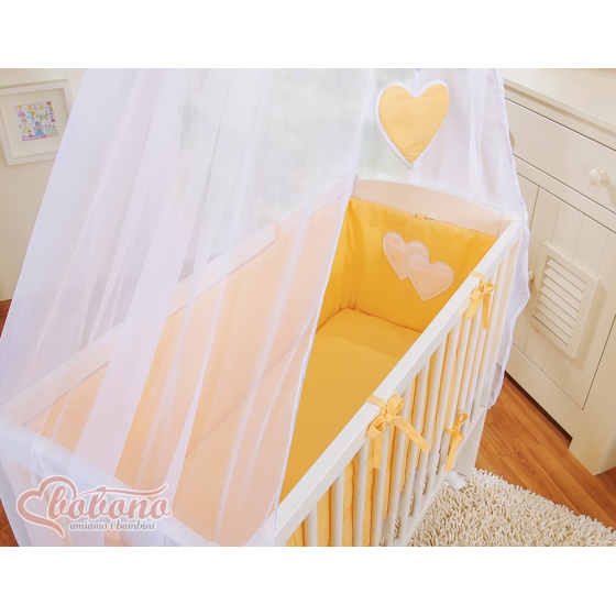 startpaket: Bedside cot + madrass+ sängkläder- hjärtan peach