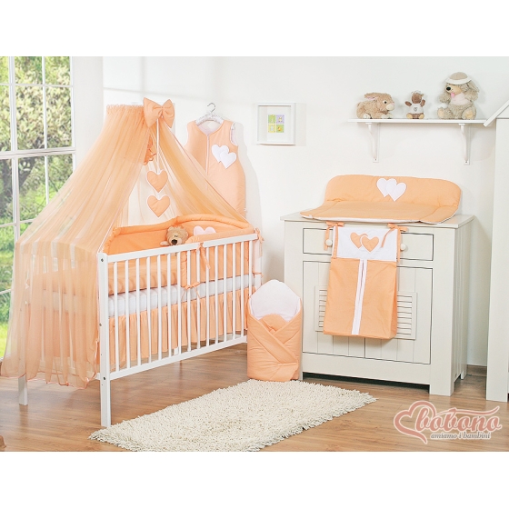 Myggnät till babysäng Chiffon hjärtan peach