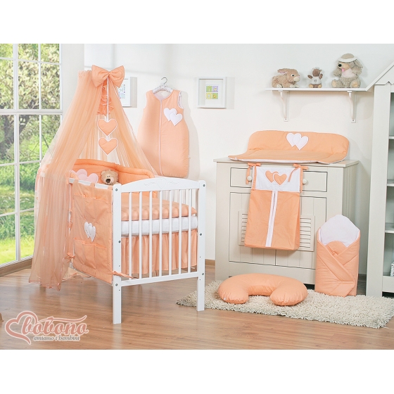 Myggnät till babysäng Chiffon hjärtan peach