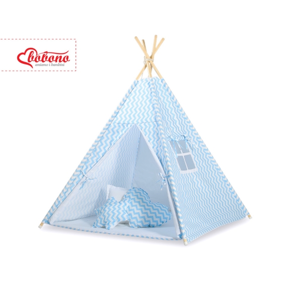 Teepee tentoch dekorfjädrar- Chevron blå