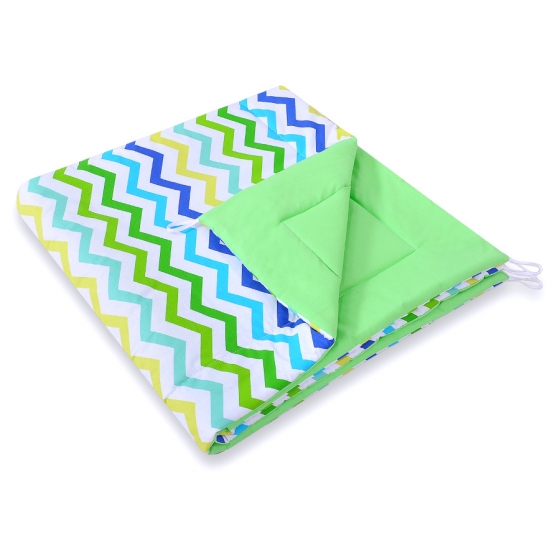 Tipi Lektält med lekmatta - Chevron green-blå
