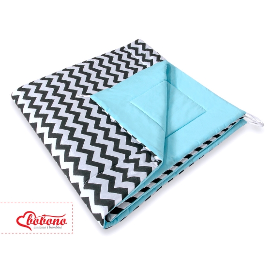 Tipi Lektält med lekmatta - Chevron Svart/blå
