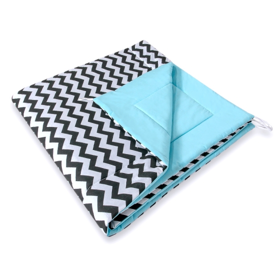Tipi Lektält med lekmatta - Chevron Svart/blå
