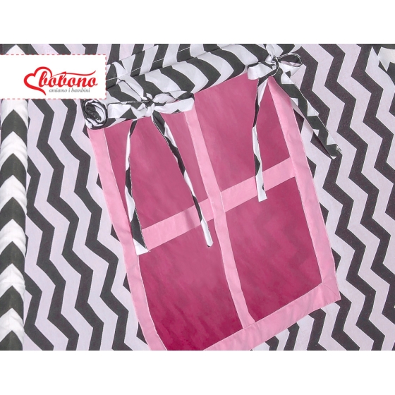 Tipi Lektält med lekmatta - Chevron Svart/rosa