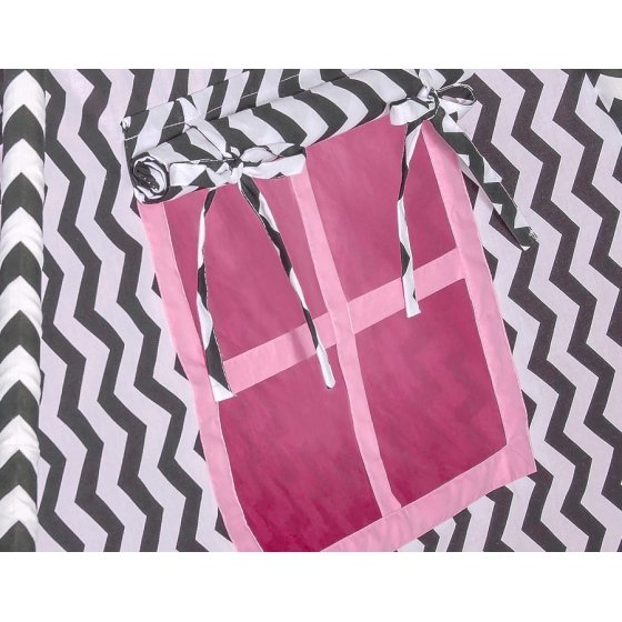 Tipi Lektält med lekmatta - Chevron Svart/rosa