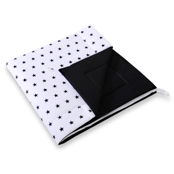 Tipi Lektält med lekmatta med dekorfjädrar Black stjärnor/black