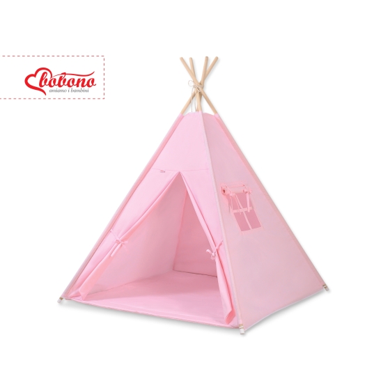 Tipi Lektält med lekmatta med dekorfjädrar rosa