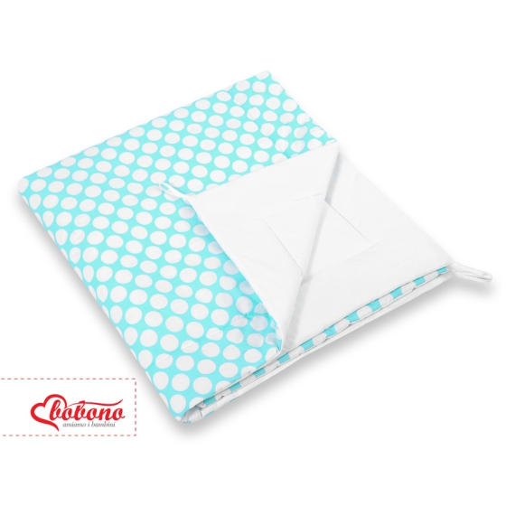 Tipi Lektält med lekmatta med dekorfjädrar turquoise med Vita Prickar