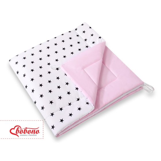 Tipi Lektält med lekmatta och dekorfjädrar- Black stjärnor/rosa