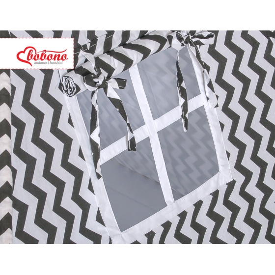 Tipi Lektält med lekmatta och dekorfjädrar- Chevron black