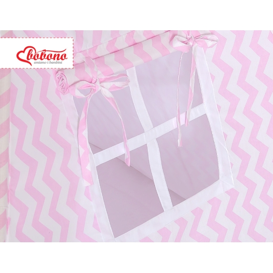 Tipi Lektält med lekmatta och dekorfjädrar-Chevron rosa