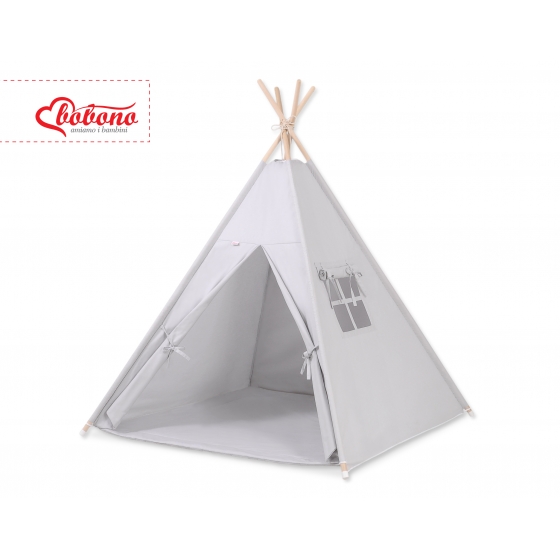 Tipi Lektält med lekmatta och dekorfjädrar-grå