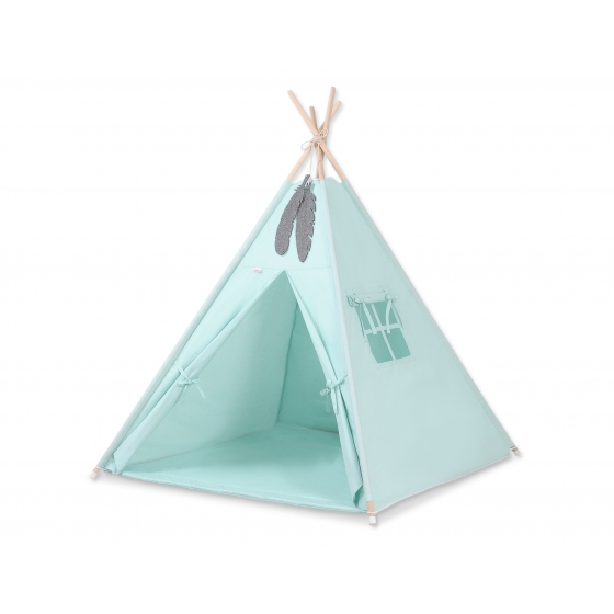 Tipi Lektält med lekmatta och dekorfjädrar- mynta