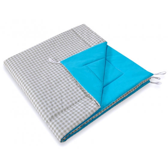 Tipi Lektält med Tipitält och dekorfjädrar- Grey checkered-turquoise