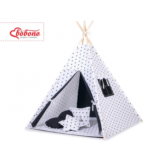 Tipi lektält och dekorfjädrar Black stjärnor/black