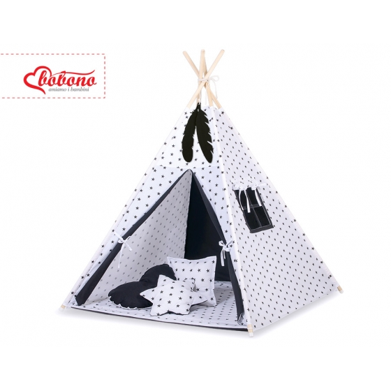 Tipi lektält och dekorfjädrar Black stjärnor/black