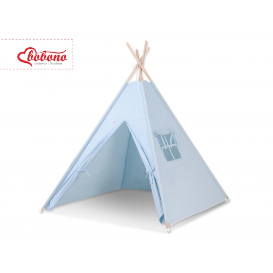 Tipi lektält och dekorfjädrar blau