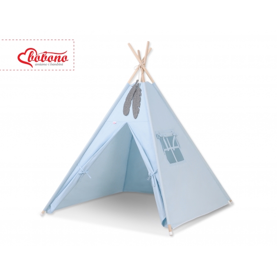 Tipi lektält och dekorfjädrar blau