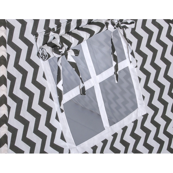 Tipi lektält och dekorfjädrar Chevron black