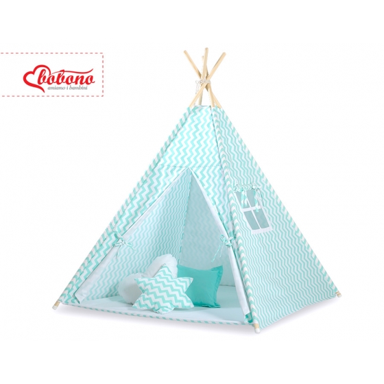 Tipi lektält och dekorfjädrar Chevron mynta