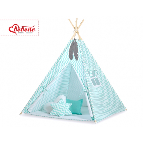 Tipi lektält och dekorfjädrar Chevron mynta