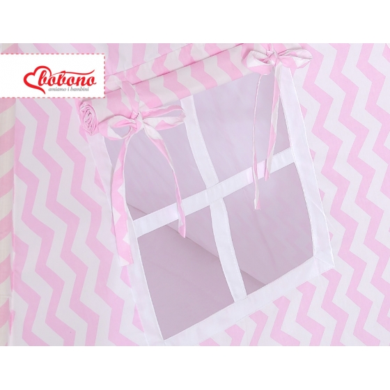 Tipi lektält och dekorfjädrar Chevron rosa