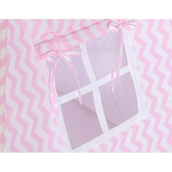 Tipi lektält och dekorfjädrar Chevron rosa