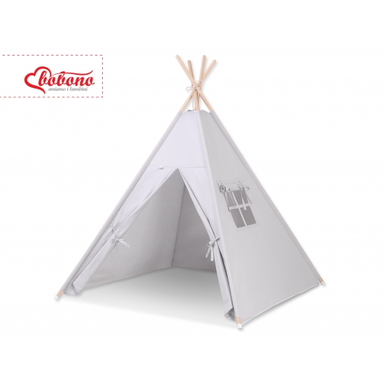 Tipi lektält och dekorfjädrar grå