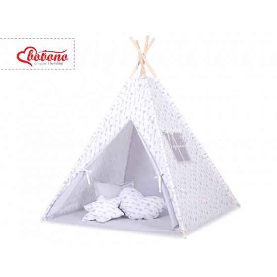 Tipi lektält och dekorfjädrar Grå Pilar