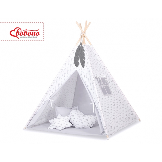 Tipi lektält och dekorfjädrar Grå Pilar