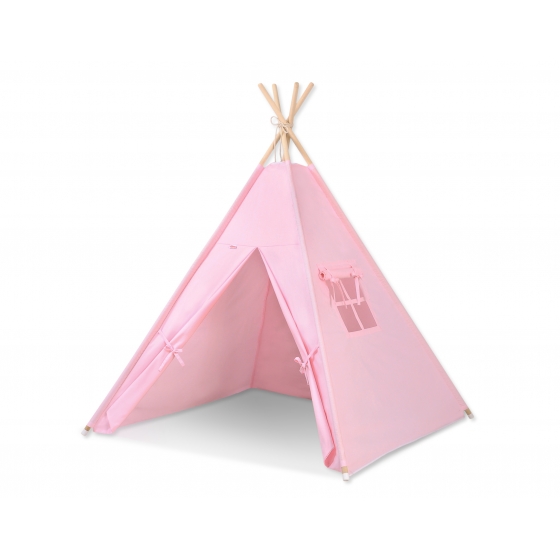 Tipi lektält och dekorfjädrar rosa