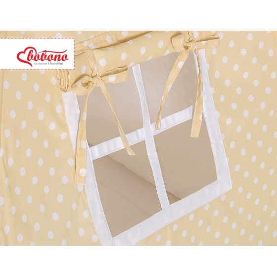 Tipi lektält och dekorfjädrar Vita Prickar på beige