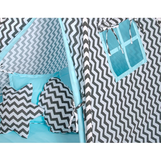 Tipi-tält Chevron Svart/blå