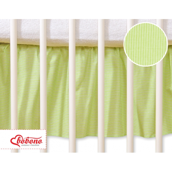 Volang / sängkappa till Babysäng 120x60cm- hjärtan green ränder