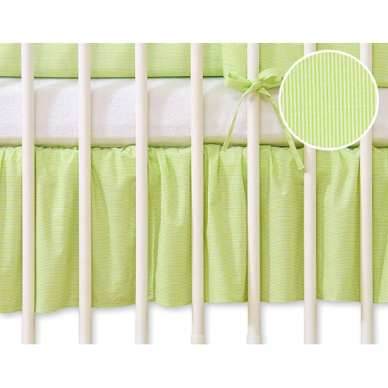 Volang / sängkappa till Babysäng 140x70cm- hjärtan green ränder