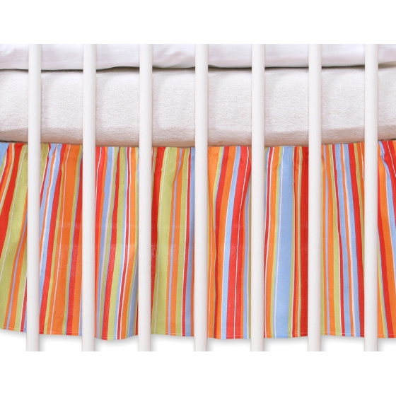 Volang / sängkappa till Babysäng 120x60cm- hjärtan orange ränder