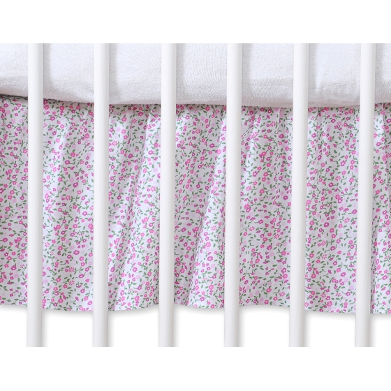 Volang / sängkappa till Babysäng 140x70cm- hjärtan rosa flowres