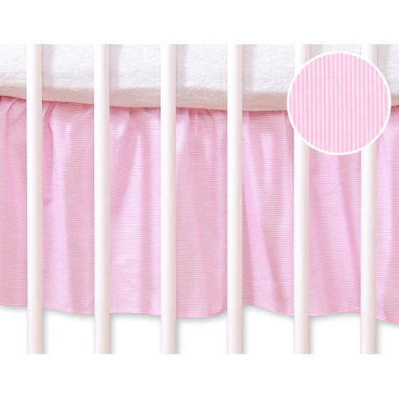 Volang / sängkappa till Babysäng 120x60cm- hjärtan rosa ränder