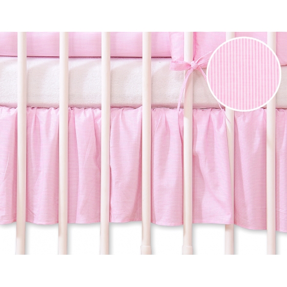 Volang / sängkappa till Babysäng 140x70cm- hjärtan rosa ränder
