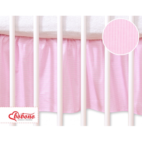 Volang / sängkappa till Babysäng 140x70cm- hjärtan rosa ränder