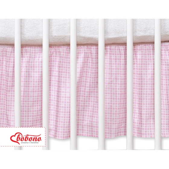 Volang / sängkappa till Babysäng 120x60cm- hjärtan rosa rutig